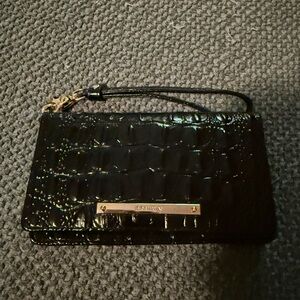 Brahmin Black Croc-Embossed Wristlet